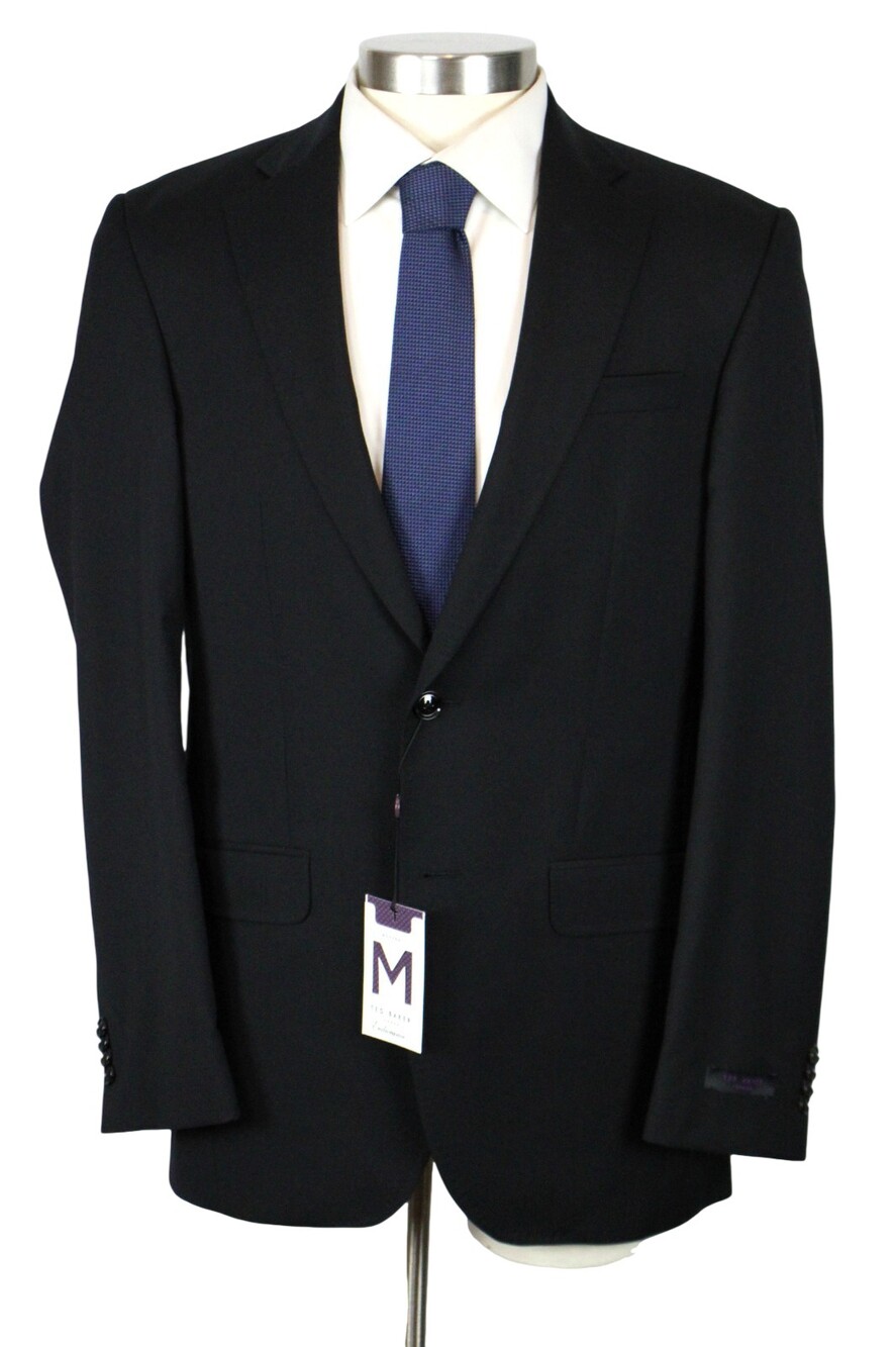 Ted Baker Sport Coat 40 L Mens Black Textured Wool Regular Fit Jarrow Blazer